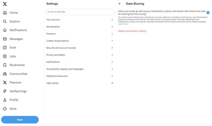 How to Disable Data Sharing for Grok AI Model Training on Twitter (X)